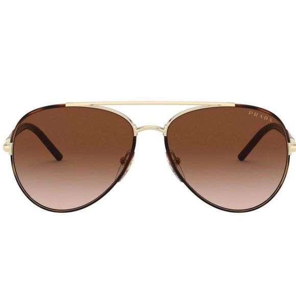 Prada PR 66XS 2AU6S1 Havana Metal Round Sunglasses Brown Gradient Lens - Picture 3 of 10
